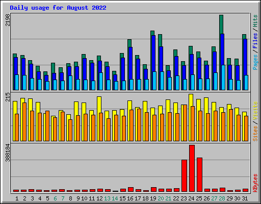 Daily usage for August 2022